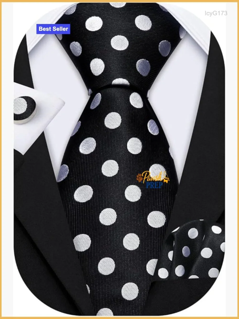Men's Silk Tie Set with Pocket Square and Cufflinks for Business Wedding